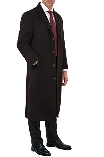 Image of THE SUIT DEPOT Mens Single Breasted Wool Cashmere Full Length Overcoat