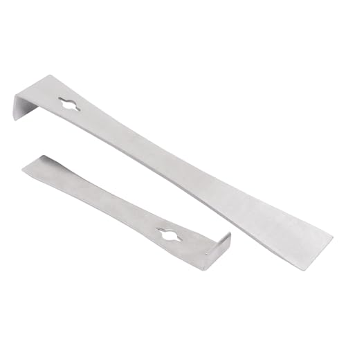 BUXIMN Flat Pry Bar Set, 2pcs Stainless Steel Crowbar Prybar, Big & Small Pry Bar, Heavy Duty Crow Bar Nail Puller Scraper