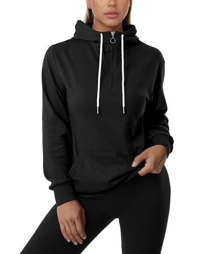 Image of GIVON Womens Casual Zip Up Hoodie Cotton Blend Soft Fabric Basic Layering Hooded Jacket with Kangaroo Pocket