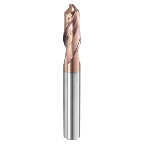 Image of HARFINGTON Ball Nose End Mill 2 Flute 5 /16 inch Diameter 5 /16 inch Shank Tungsten Carbide TiAlN Coated Spiral CNC Router Bits 13 /16 inch Cutting Length Single End Ball for Carving Engraving Grinding