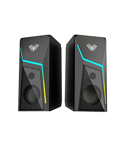 Aula N-521 2.0 Multimedia Speaker with RGB Lights, USB Powered, AUX Input, Volume Control Pod for PC, Laptops, Desktop