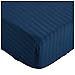 Amazon Basics Drap-housse en microfibre haut de gamme Motif rayures, 140 x 200 cm - Bleu marine
