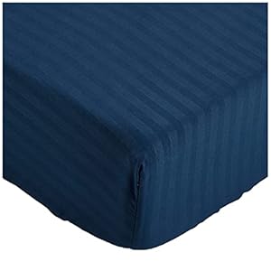 Amazon Basics – Deluxe-Spannbetttuch, Mikrofaser, gestreift, 140 x 200 cm – Marineblau