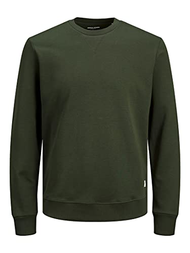 Classico scollo rotondo JACK & JONES - Felpa Basic da Uomo con Scollo Rotondo, Grün (Rosin/Reg), XL
