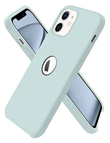 Image of VONZEE Liquid Silicone Soft Back Cover for iPhone 12 Mini Case, Shockproof Slim Camera & Full Body Protection Non Yellowing Cover with Microfiber Lining & Logo Cut (5.4 Inch) -Mint Green