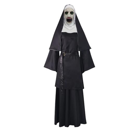 JQAFVZO Horror Nun Cosplay Costume with Mask Horror