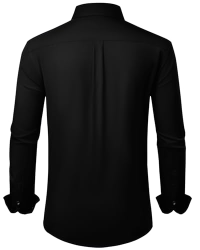 Alimens & Gentle Men's Dress Shirts Wrinkle Free Stretch Solid Long Sleeve Button Down Shirt Wedding Dating2