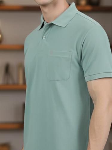 Image of Lux Cozi Men's Cotton Blend Polo T-Shirt with Chest Pocket | Collar T-Shirts for Men | Half Sleeves | Plain - Regular Fit (Pack of 2)