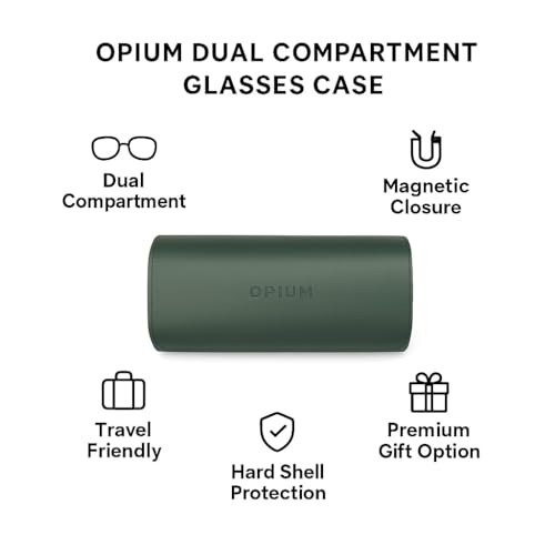Image of opium 2 in 1 Sunglasses & Eyeglass Case | Dual Compartment Hard Shell Box for Men & Women | Protective Storage for Spectacles & Shades | Compact, Travel-Friendly Design