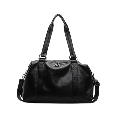 Sac fourre-tout en cuir grand format et sacoche épaule vintage solide pour femme élégante