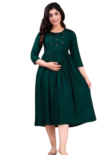 Robe allaitement solide en rayonne style Anarkali Kurti pour femmes