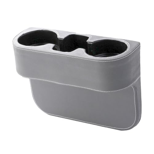 YoRise Car Cup Holder, PU Leather Automotive Cup Drink Holder, Car Seat Gap Filler Storage Box, Multifunctional Front Seat Organizer, Cell Mobile Phone Holder, Coin Bucket (Gray)