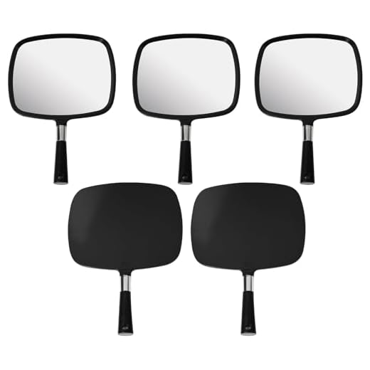 MIRRORVANA Lot de 5 grands miroirs à main confortables – Achetez pas cher en vrac pour des économies de gros – Convient pour salon de coiffure, coiffeur professionnel et salon de beauté (noir)