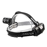 VANZACK LED para Correr y Acampar Linterna Frontal de Aluminio Zoom Ajustable Luz Fuerte de Largo Alcance 3 Modos de Brillo Color Negro sin Batería Adecuado para Actividades