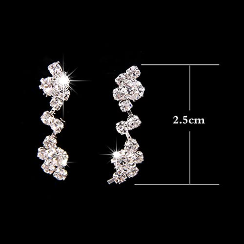 Wedity Bruid Bruiloft Kristal Ketting Oorbellen Set Zilveren Bruids Choker Kettingen Hanger Sieraden voor Vrouwen en… - Image 5