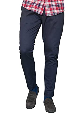 Chino bleu en coton à pince du bureau aux sorties citadines