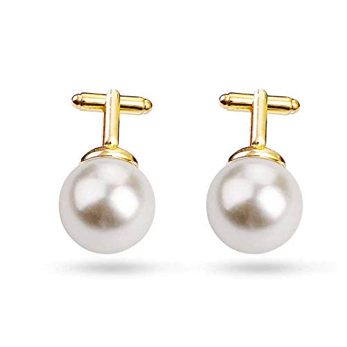 Abotoaduras de pérola joias elegantes abotoaduras clássicas acessórios de casamento presente para homens e mulheres