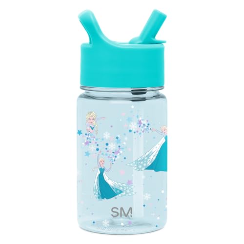Simple Modern Disney Frozen Kids Water Bottle Plastic BPA-Free Tritan Cup with Leak Proof Straw Lid | Reusable and Durable for Toddlers Girls | Summit Collection | 12oz Frozen Elsas Snowflake
