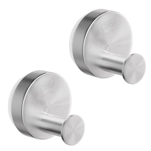 TAILI Crochet Ventouse pour Salle de Bain Sans Perçage, 2 Pièces,Acier Inoxydable, Réutilisable Porte Serviette Ventouse Puissante Patere Murale pour...