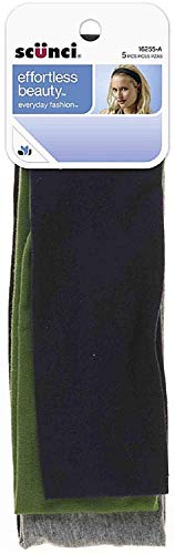 Scunci Effortless Beauty Wide Stretch Basic Headwraps, Assorted 5 ea (Pack of 2)
