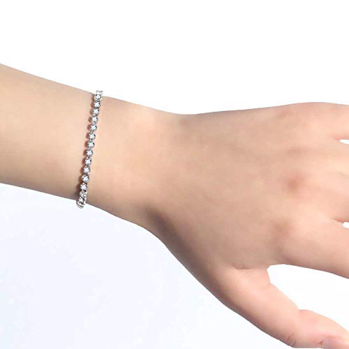 Jude Jewelers Stainless Steel Cubic Zircon Eternity Wedding Statement Strand Link Bracelet3