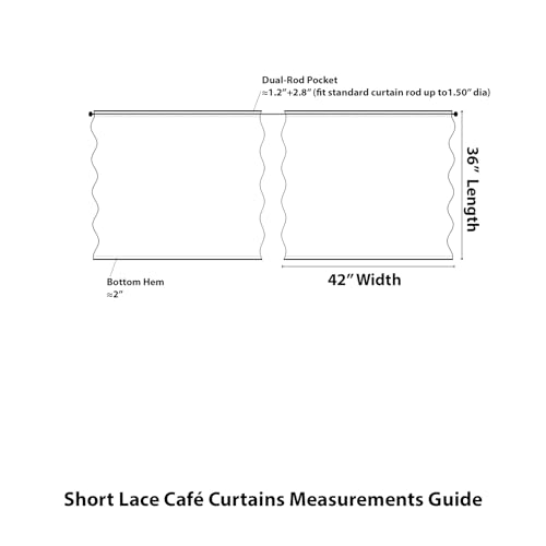 Kotile Beige Lace Kitchen Curtains 36 Inch Length 2 Panels Country Floral Vintage Short Lace Curtains for Windows Over Sink, Rod Pocket Privacy Kitchen Sheer Cafe Curtain, 42 x 36 Inch