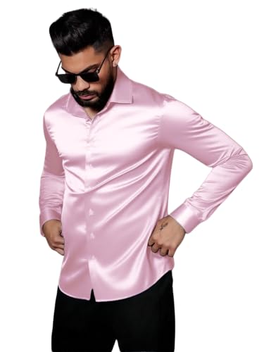 Image of IndoPrimo Men's Stylish Solid Satin Casual Shirt for Men Full Sleeve