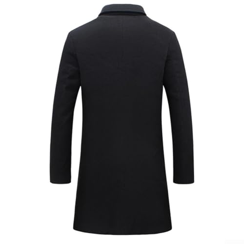 Stilvolle Oberbekleidung Herren Winter Trenchcoat mit klassischem Revers geeignet für jeden Anlass (L Schwarz)