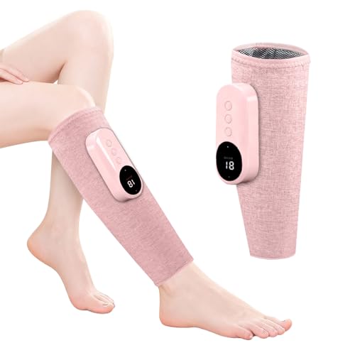 Leg Massager with Heat and Compression, Air Compression Calf Massager with 3 Modes 3 Intensities 3 Heat Cordless Leg Massager for Circulation and Pain Relief Swelling Best Gifts for Dad Mom (1 Piece)