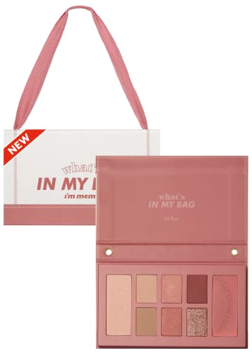 I'M MEME What's In My Bag Palette | Multi Palette with 5 Eyeshadows and 1 Contour, 1 Blush, and 1 Highlighter Shade | 02 Rose | Matte, Shimmer, and Glitter | K-beauty
