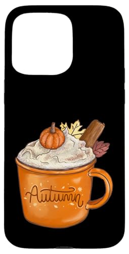 秋 カップ チョコレート コーヒー かぼちゃ シナモン クリーム リーフ ギフト スマホケース iPhone 15 Pro Max 用