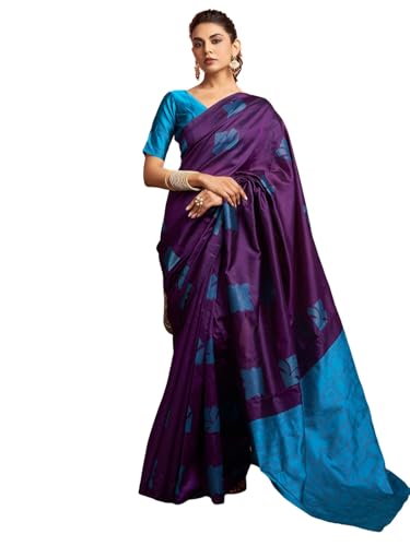 SAMAH Women's Banarasi Silk Jacquard Saree with Unstitched Blouse Piece