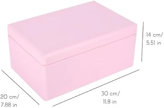 Creative Deco Large Pink Wooden Box Storage with Hinged Lid | 11.8x7.87x5.51in (+-0.5) | Keepsake Gift Box for Tool Dog Toy Kitchen Storage | Rough UNSANDED Wood Chest Trunk