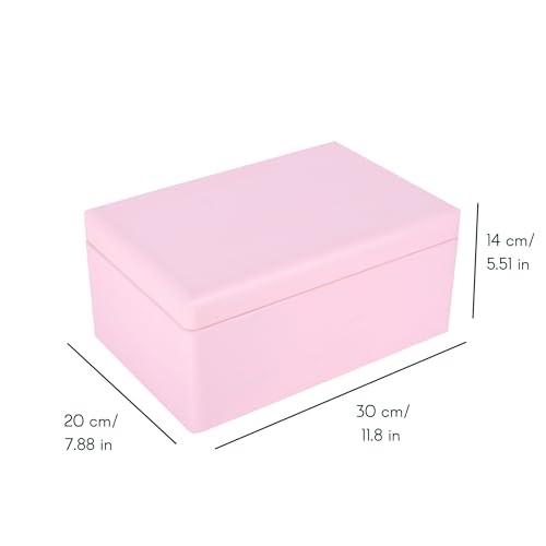 Creative Deco Large Pink Wooden Box Storage with Hinged Lid | 11.8x7.87x5.51in (+-0.5) | Keepsake Gift Box for Tool Dog Toy Kitchen Storage | Rough UNSANDED Wood Chest Trunk