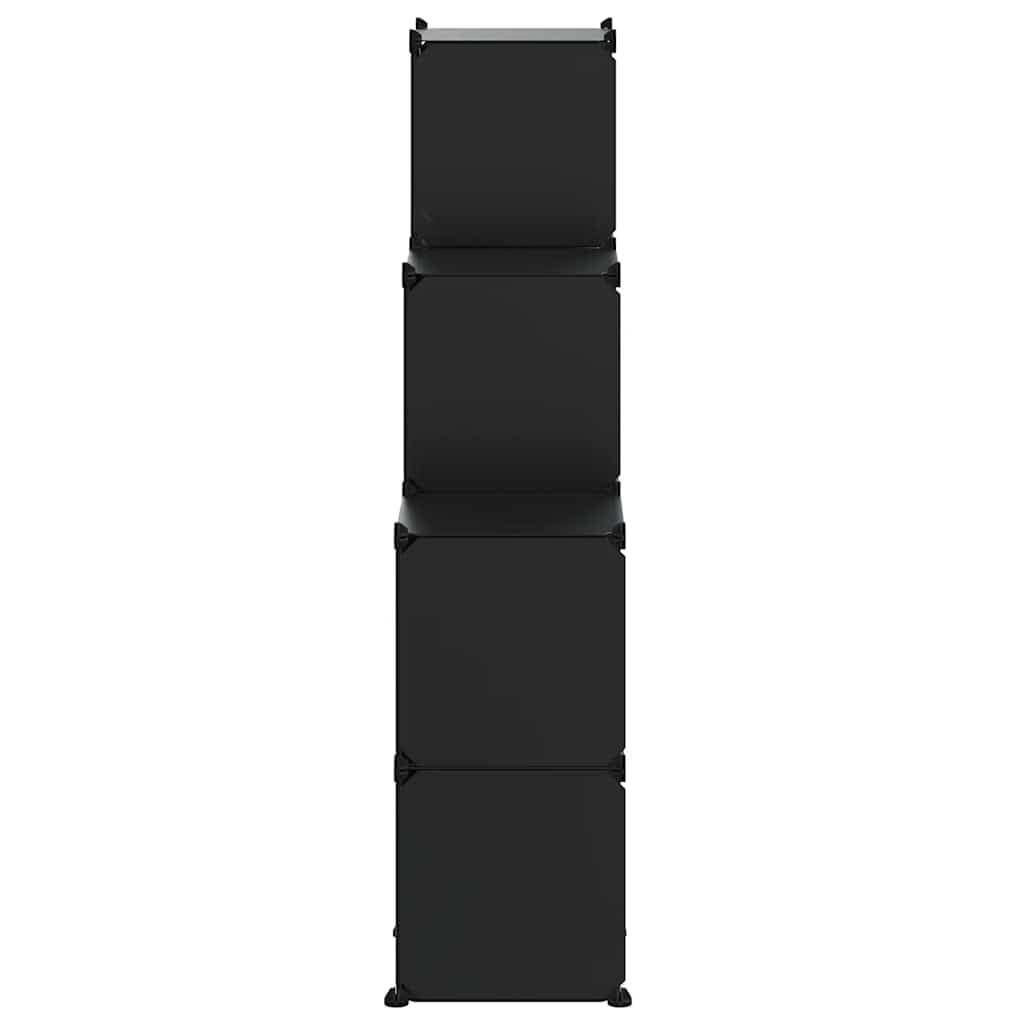 Regalsystem & Würfelregal Schwarz PP Aufbewahrungsregal mit Aufbewahrung Lagerregal für Wohnzimmer Schlafzimmer Eingangsbereich 94,5 x 32 x 124 cm