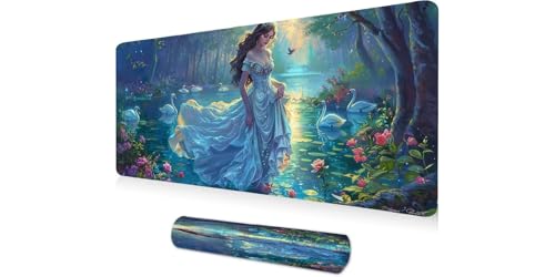 Grand tapis de souris gamer cygne blanc pour le bureau A-240