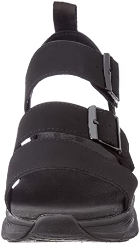 Skechers Women's D'lux Walker Sandal Retro Cosmos, Black Mitobuck Buckle Trim, 5 US