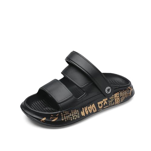 サンダル メンズ レディース 厚底 スリッパ 滑り止め おしゃれ ダブルストラップ 室内外兼用 夏用 (ブラック, 大人, 24.5 cm, 数値, 日本の靴のサイズ寸法)