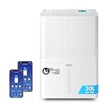VonHaus Dehumidifier 30L/Day, 5.3L Water Tank – WiFi/Smart Moisture Extraction Machine For Damp, Condensation, Laundry/Clothes Drying, Prevents Mould & Smells – For Home, Bedroom, Utility Room & More