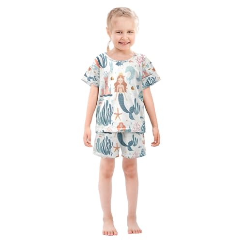 senya Short Sleeve Pajamas Sets Summer Cotton Sleepwear Cute Sea Princess Mermaid3