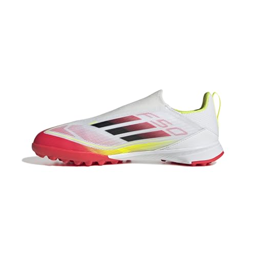 adidas Unisex niños F50 League Laceless Football Boots Turf Kids, Cloud White/Core Black/Solar Yellow, 28 EU