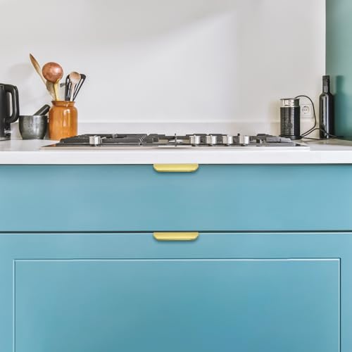 Image of Gold Cabinet Handles Finger Edge Pulls 3.15 Inch CC 20 Pack
