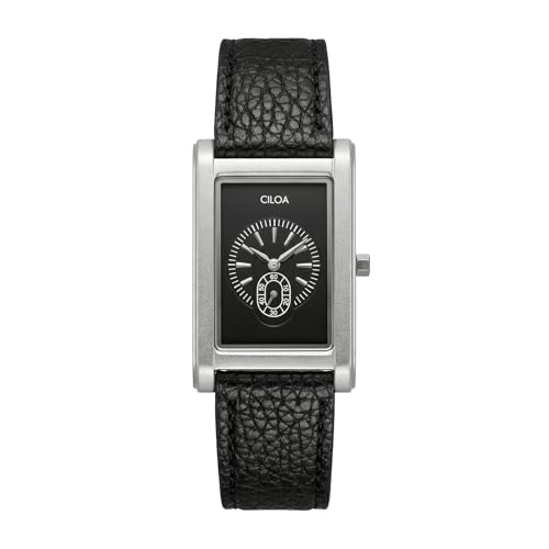 CILOA Watches for Men Unique Rectangle Relojes para Hombres Fashion Simple Analog Wrist Watch with Leather Strap, Black