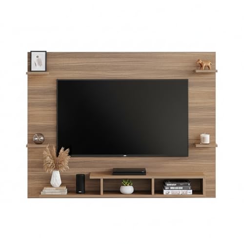 Image of FURNEASER Harrison Wall Mount TV Cabinet for Living Room | TV Unit with Back Panel, Set Top Box Stand & Display Shelves | Modern TV Rack & Entertainment Unit for 32 to 43 Inch TV (Exotic Teak)