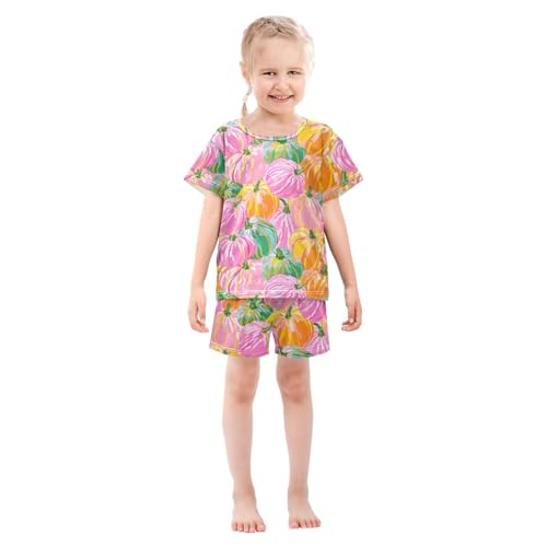 Pajama Sets Pumkins Pattern Short Sleeve Summer Sleepwear 2 Piece Pjs3