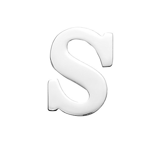 MISSU JEWELLRY Silver 26 Alphabet Letters Collar Pins Business Suit Lapel Pin Badge (S)