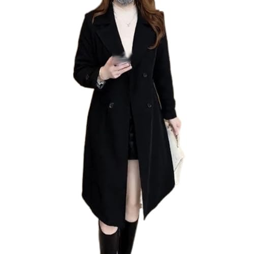 Elegant Womens Plush Lined Trench Coat,Women's Trench Coat Long Double Breasted Jacket,Warm Lined Jackets