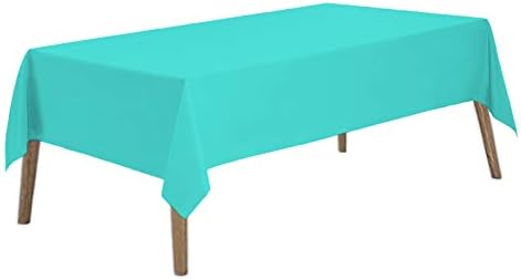 Aqua Blue Plastic Tablecloths 2 Pack Disposable Table Covers 54 x 108 Inches Baby Shower Party Tablecovers Seafoam Blue Table Cloths for BBQ Picnic Birthday Wedding Parties 8 ft Rectangle Table Use