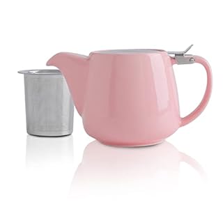 VIVILINEN Théière en Porcelaine avec Couvercles SLS et Infuseur Amovible, Théière en Céramique de 550 ml / 18,6 oz pour la Floraison du thé en vrac Rouge