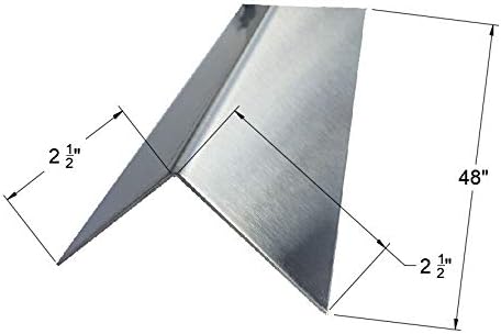 304 Brushed Stainless Steel Corner Guards, Protective Angles, 48" Long (2.5 x 2.5, 16ga, No Hug Edges, 2)